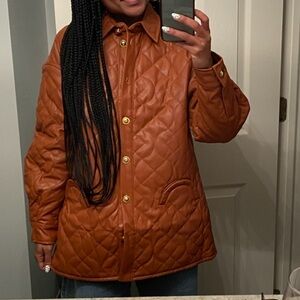 House of Sunny Quilted Faux Leather Tan Jacket